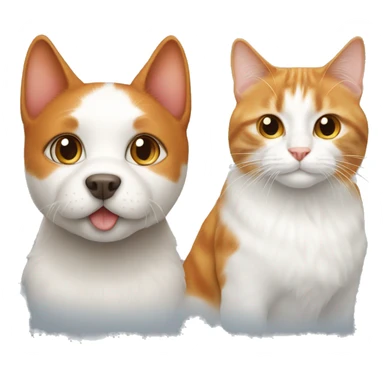 A ginger cat with a white  dog sticker