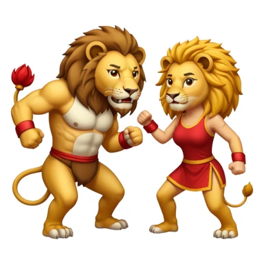 lion fight with his damn wife sticker