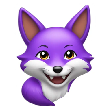 a purple fox with a big smile sticker