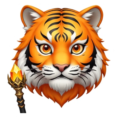 wizard tiger face with magical staff and spellcasting for Twitch emote sticker