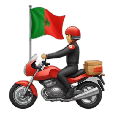 quelqu'un sur une moto avec le drapeau du Maroc derrière sticker