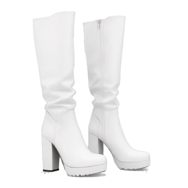 white knee high chunky heel boots sticker