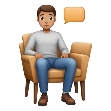 A person sits upright in a chair, but only the front half of his butt is on the chair sticker