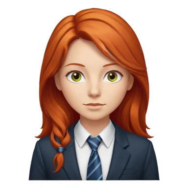 long red haired woman with tie, t-shirt and blazer sticker