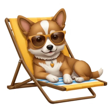 dog lying beside beach on chair with sunglasses sticker