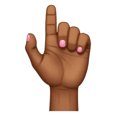 Brown skin hand with all fingers in a fist except for the pinky sticker
