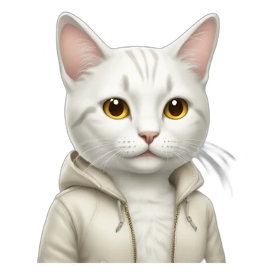 Off white fashionable cat sticker