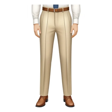 beige dress pants with distinct white vertical pinstripes, formal trousers with cuffed hem, clear vertical lines, isolated garment only on white background, no model sticker