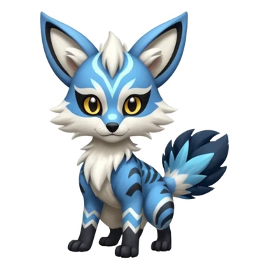 Futuristic furry fluffy floofy feathery tribal marked Genet-Absol-Kyurem-Zeraora-Primagen-fusion-creature  sticker