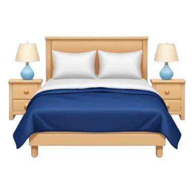 comfortable bed with a dark blue blanket and white pillow, multiple ZZZ symbols rising upward, nighttime vibe, flat design, soothing colors, transparent background sticker