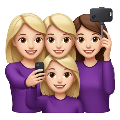 Three girls taking selfie sticker