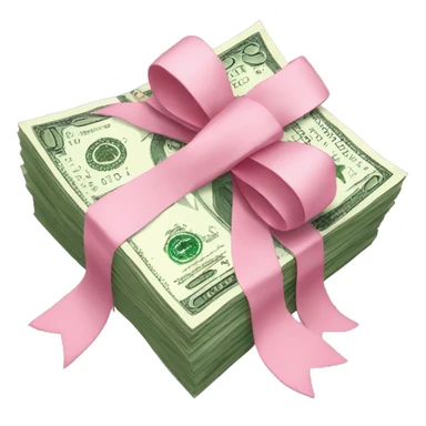 money stack with light pink bow sticker