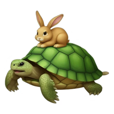 Lapin sur une tortue  sticker