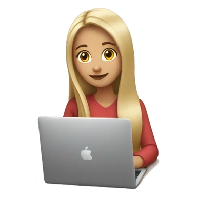 Girl studying with her laptop open in front of her and the girl has long straight hair  sticker