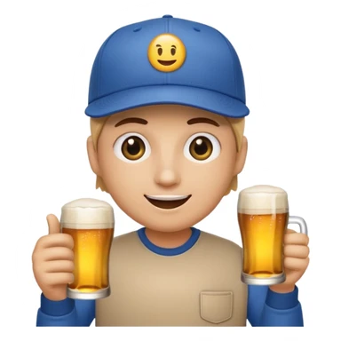 make an emoji holding a credit card and a beer with a flat brimmed baseball cap and glossy eyes sticker