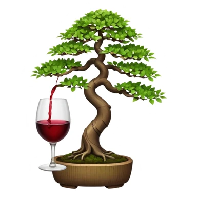Bonsai tree ‘holding’ glass of wine sticker