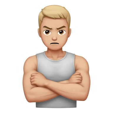 guy crossing arms holding neck angry sticker