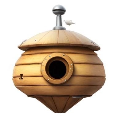 Rustic Wooden ufo spaceship birdhouse sticker