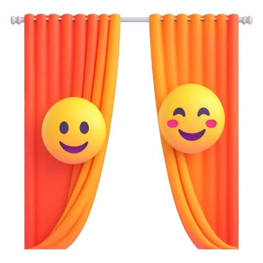 simple noren curtain, 3D emoji style icon, bright colors, dimensional, transparent background sticker