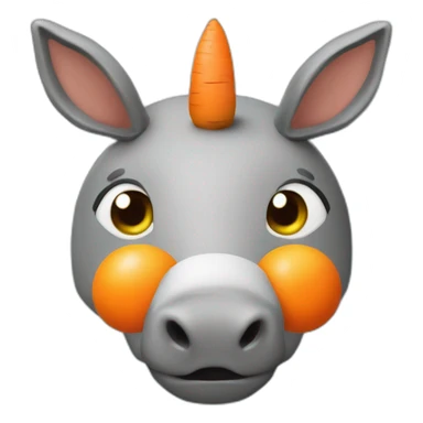 3d sphere with a cartoon godly carrots Donkey skin texture with pensive eyes sticker