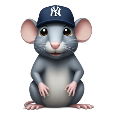 Rat wearing New York yankee cap sticker