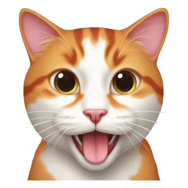 Red and white cat sticking out its tongue  sticker