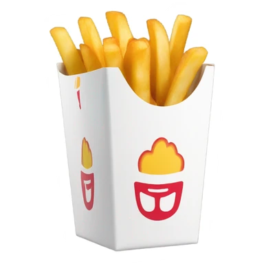french fry box with one fry and star logo sticker