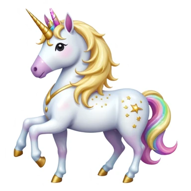 Create a single emoji of a Unicorn in full body, shown at a slight side angle in a natural, characteristic pose with a horn. Cute and stylized like an emoji, but clearly recognizable. No background.
 sticker