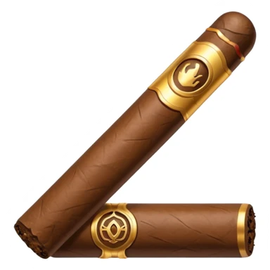 Emoji-style cigar icon, dark brown wrapper, subtle smoke, minimalistic, clean silhouette, metal details, no gold details sticker