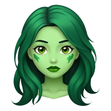 mulher zumbi de pele verde com cabelo preto longo  sticker
