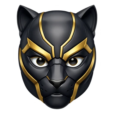 Black Panther mask with gold accents instead of silver, detailed, fierce sticker