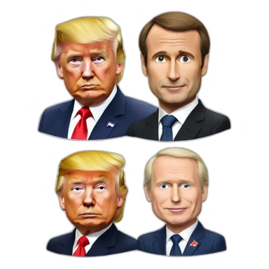 vladimir poutine avec macron et trump sticker
