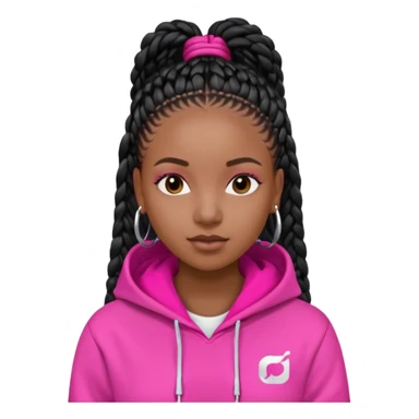 black girl with beats with box braids black  white hoodie hot pink shirt sticker