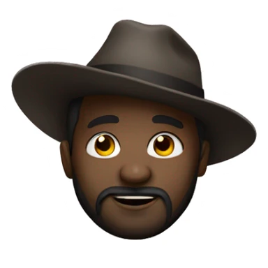 dark skinned man with hat that says LA and beard that only goes around the mouth and don the chin sticker