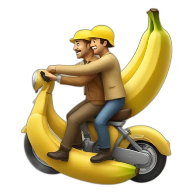 Two men riding a banana sticker