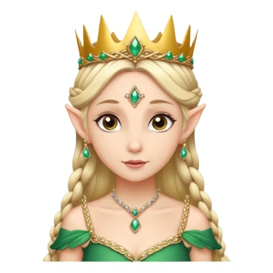 royal elf princess, elegant side braid, jeweled crown sticker