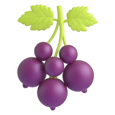3D emoji style, black currant fruit, three-dimensional and lively, no expression sticker
