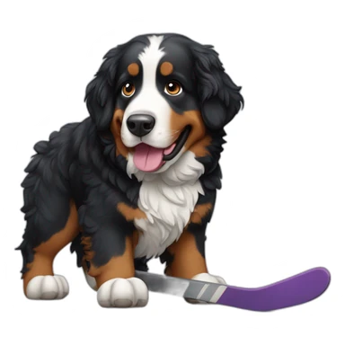 Bernese mountain dog playing ice hockey sticker