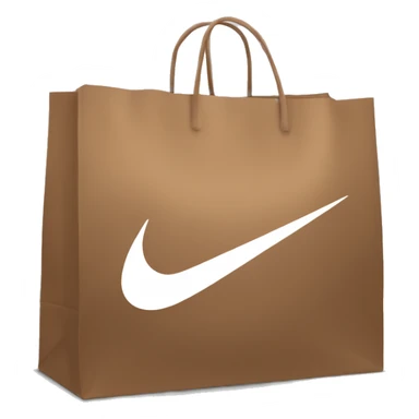Brown shopping bag with big Nike logo sticker