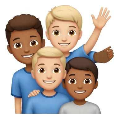 Apple’s three boys emoji but with four boys sticker