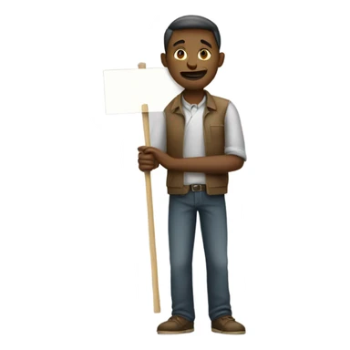 man standing holding placard on stick sticker