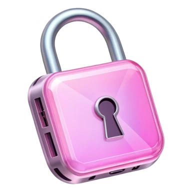 Holographic and glassmorphic pink lock sticker