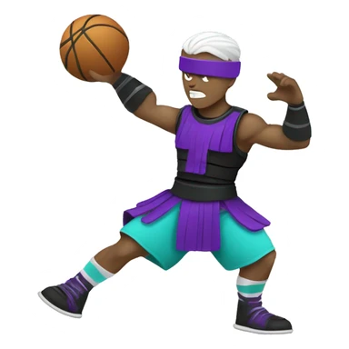 White color skin Gladiator playing basketball wearing black Aqua purple sticker
