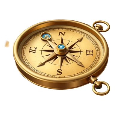 3D Brown golden map with Travel compass pointing to adventure sticker