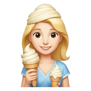smiling Athena with white ice cream cone sticker