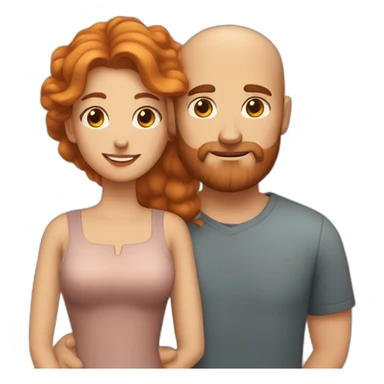Bearded white man with very short dark hair and girlfriend with long ginger hair sticker