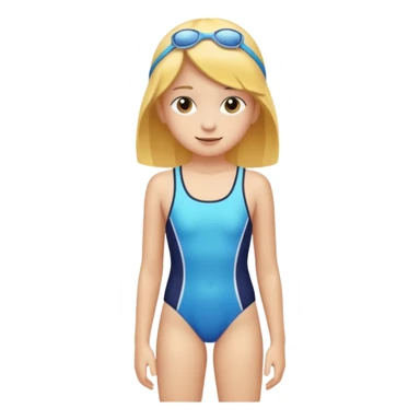 a 12 year old girl in a swim suit, with mountain background sticker