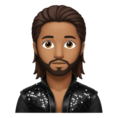 Omarion from B2K with long dark brown hair, black sequin outfit sticker