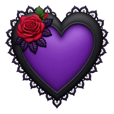 purple gothic heart with black lace and roses, dark romance sticker