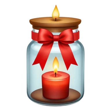 Brown jar with a ribbon and candle in it sticker